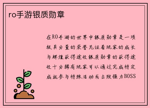 ro手游银质勋章