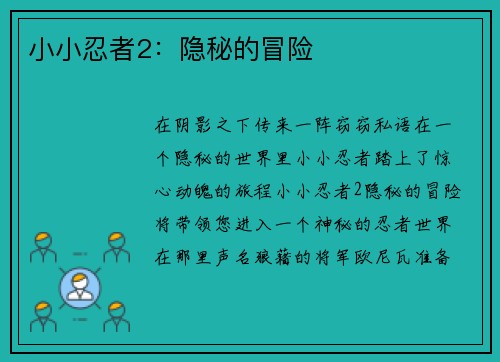 小小忍者2：隐秘的冒险